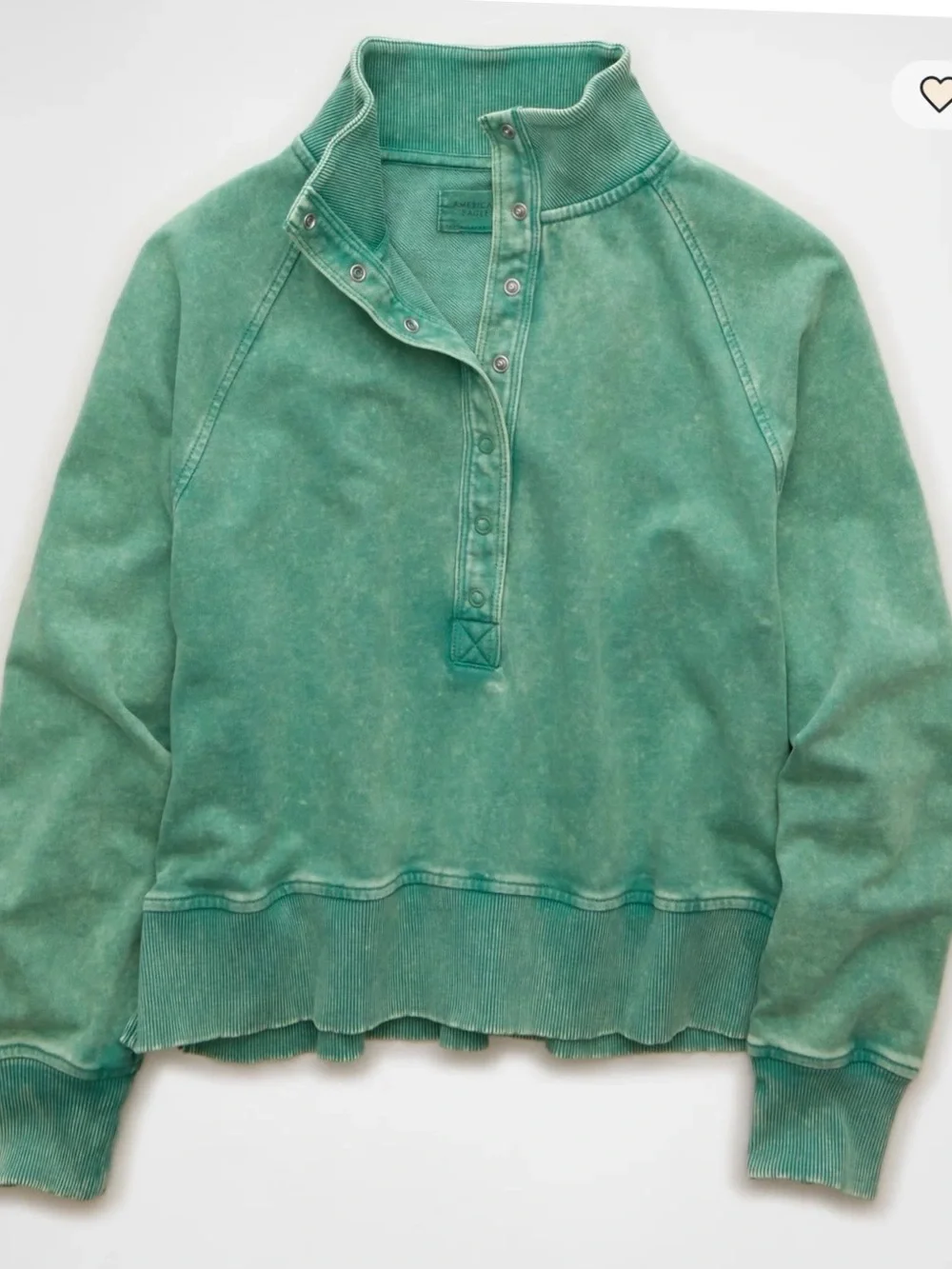 Washed Seafoam Green Pullover Sweatshirt - Picture 2 of 7